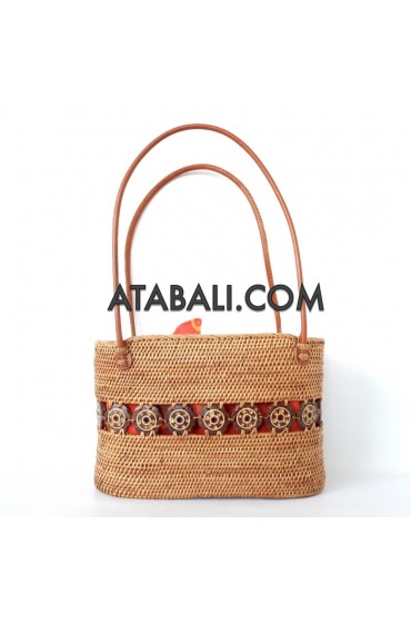 Ata unique women bag with coco wood
